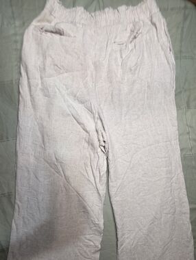 Ninexis Oatmeal Linen Blend Wide Leg Lounge Pants XL Boho Coastal